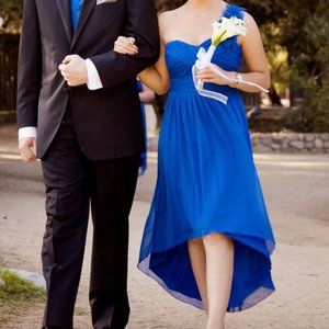David's Bridal Blue Bridesmaid Dress